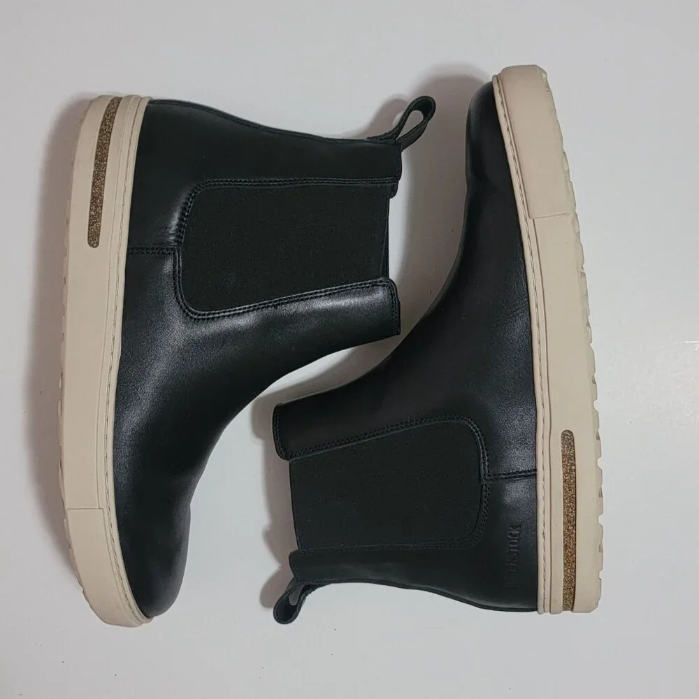 Birkenstock Black and Cream Ankle Boots - Picture 5 of 9